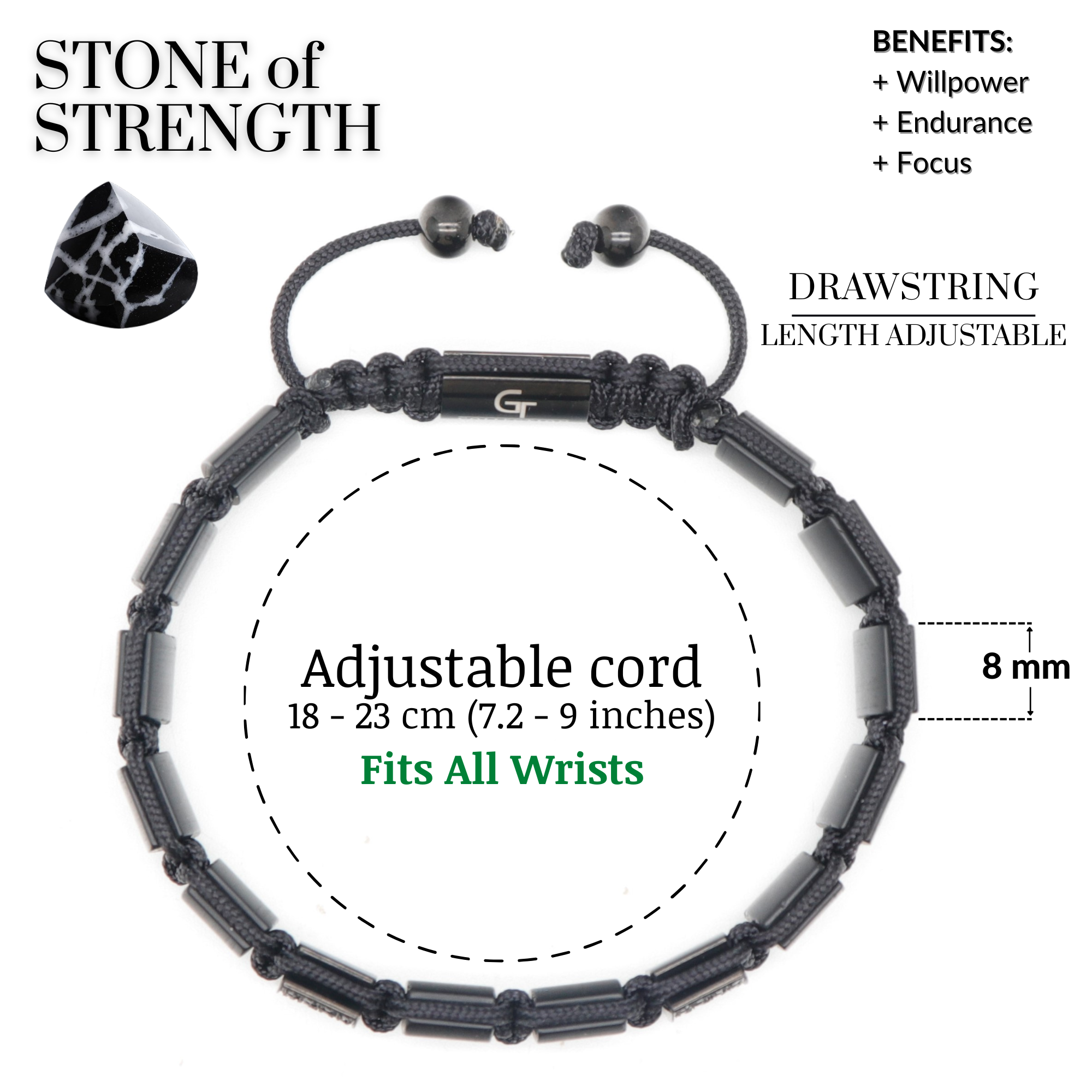 Men's BLACK ONYX Flat bead Bracelet