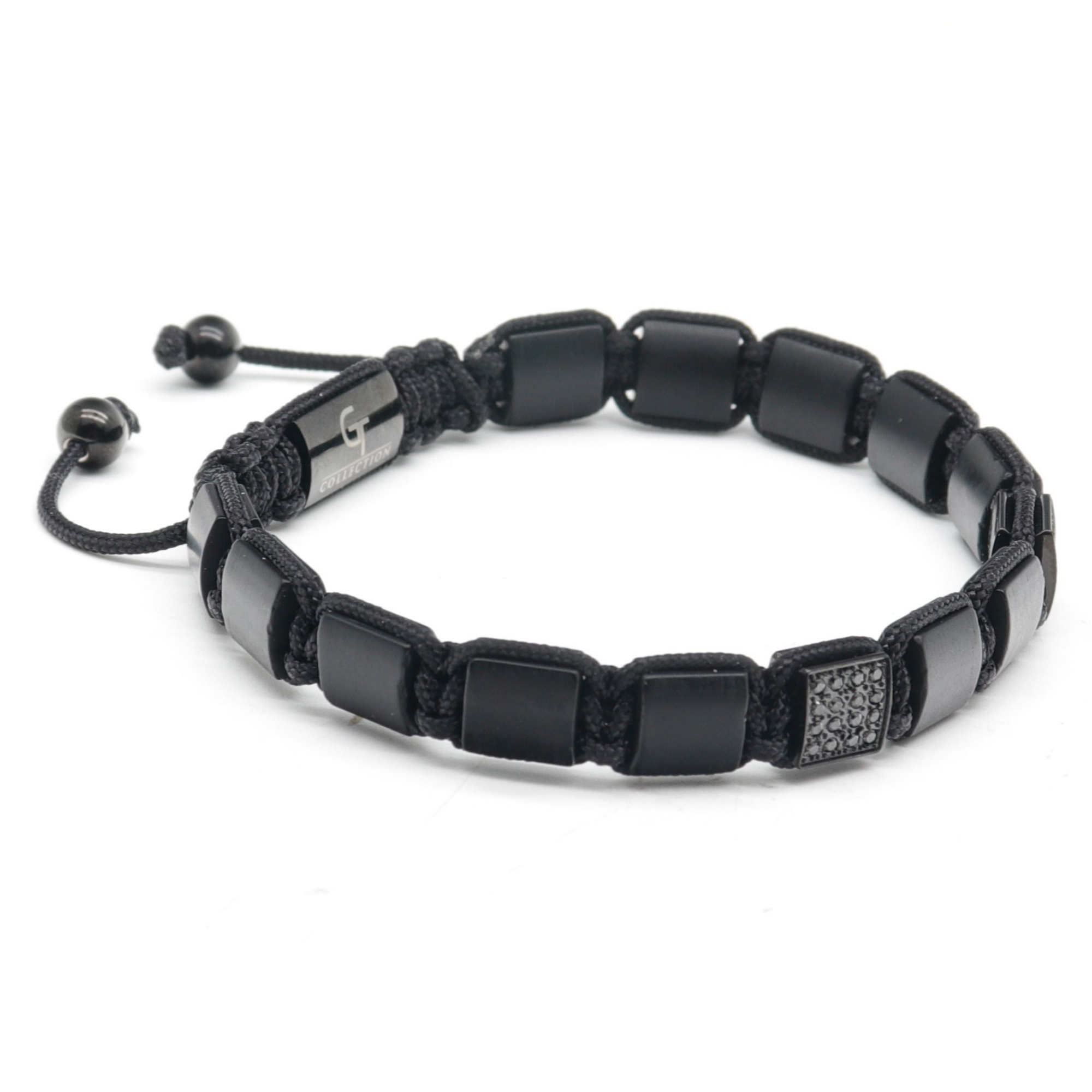 Men's BLACK ONYX Flat bead Bracelet