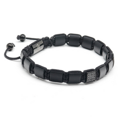 Men's BLACK ONYX Flat bead Bracelet