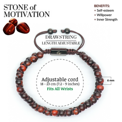 Men's RED TIGER EYE Double Bead Bracelet