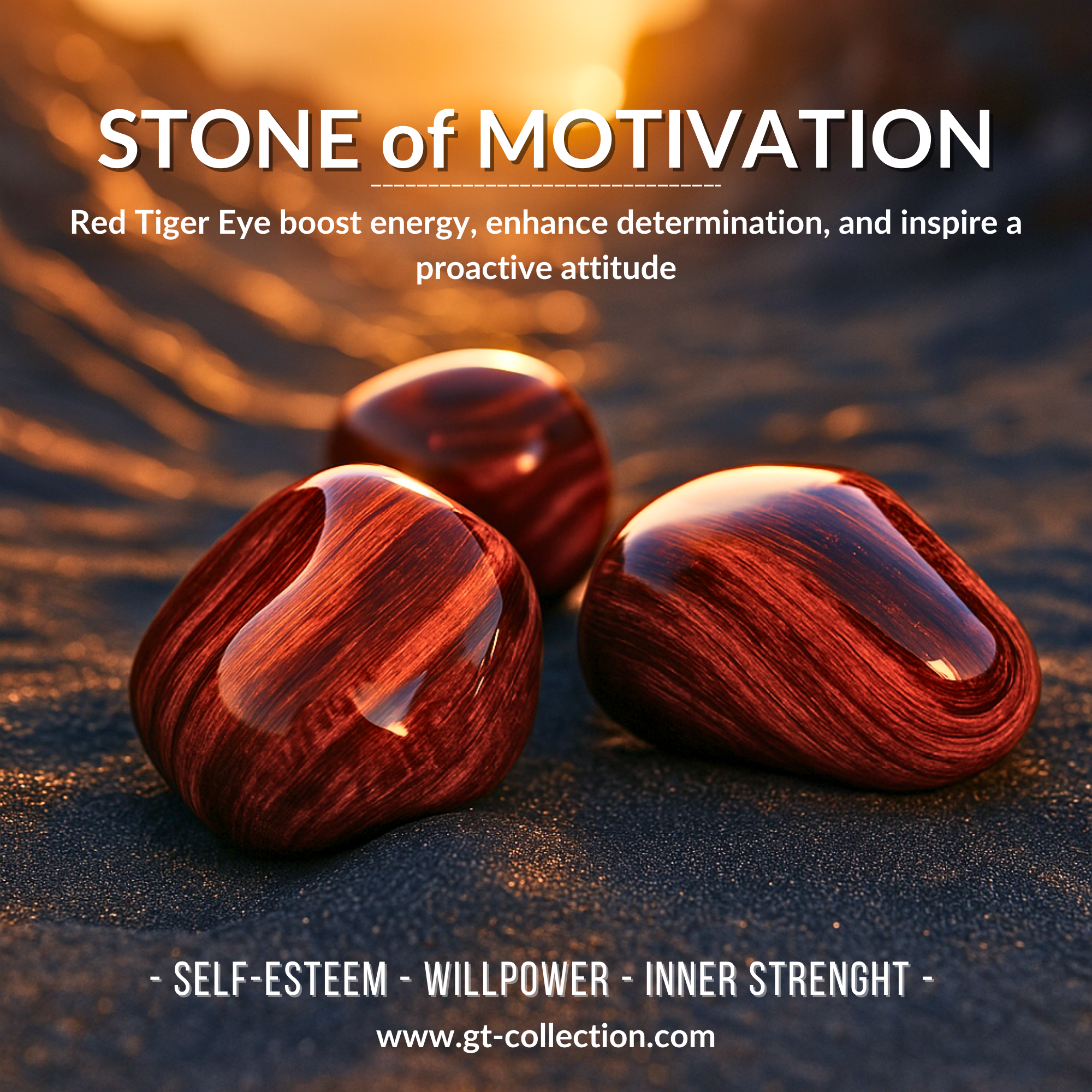 3 PIECE SET - RED TIGER EYE Bracelets - The Motivation Set