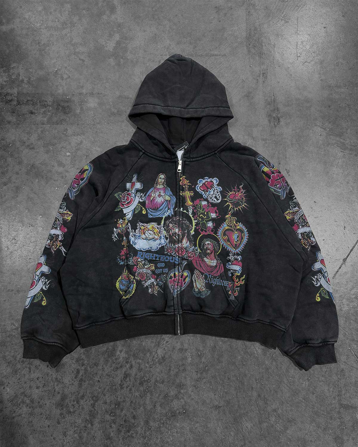 Righteous Risen King Zip Up Hoodie Black