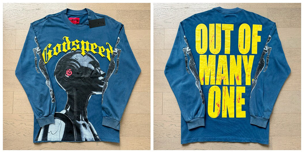Godspeed "Out of Many, One" Vintage-Wash Blue Long Sleeve Tee