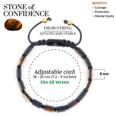 Men's TIGER EYE, BLACK ONYX Flat bead Bracelet