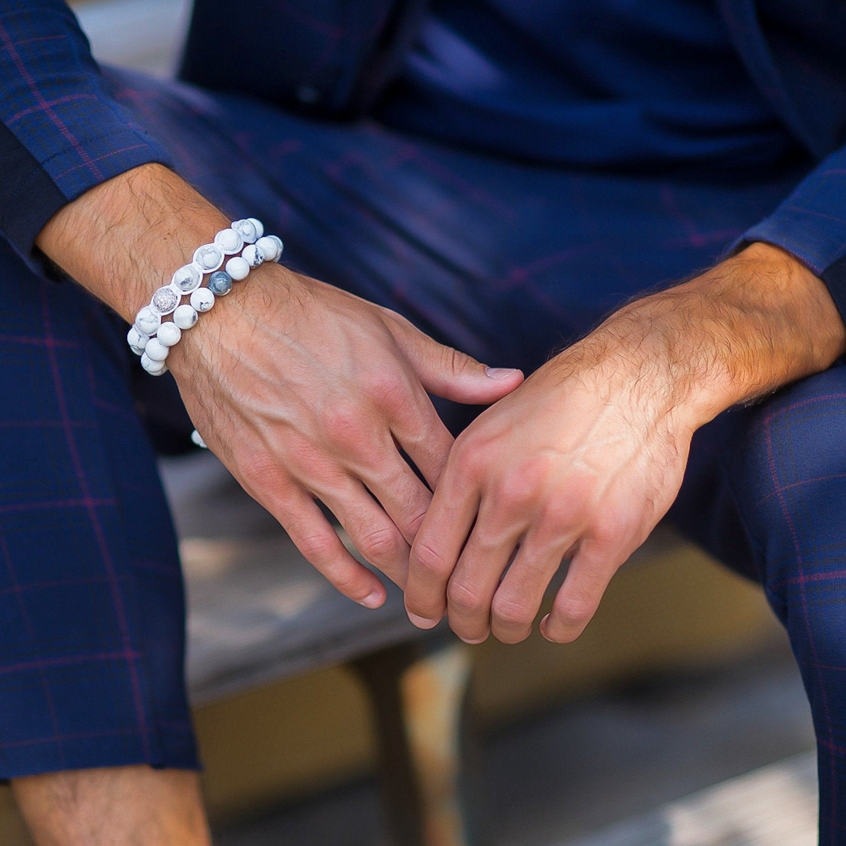 Men's HOWLITE Beaded Bracelet