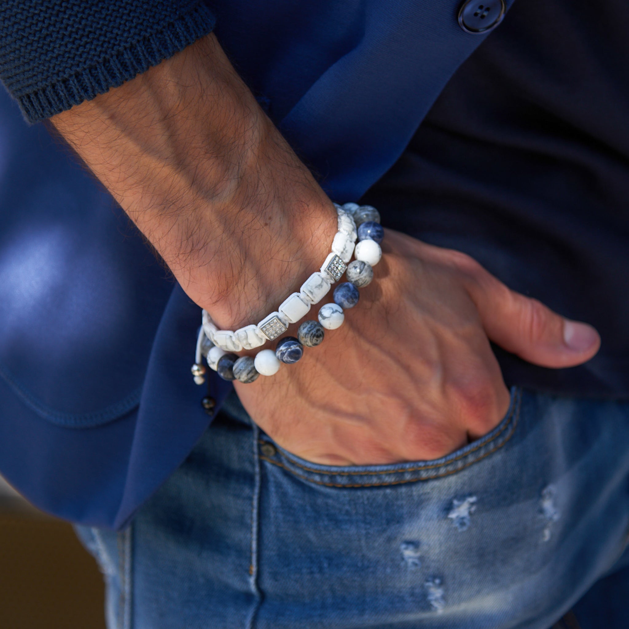 Men's HOWLITE Flat bead Bracelet