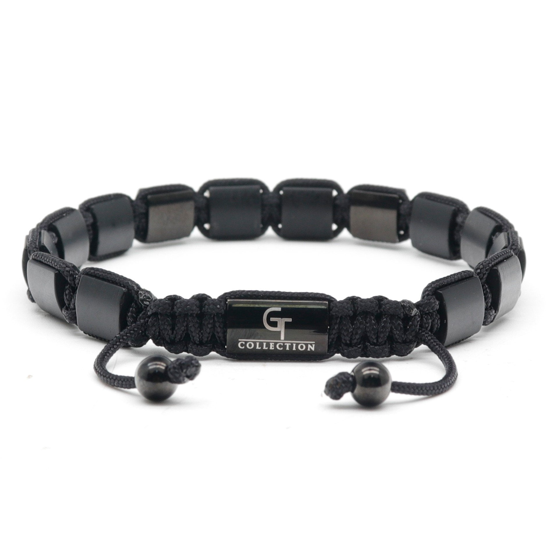 Men's BLACK ONYX Flat bead Bracelet