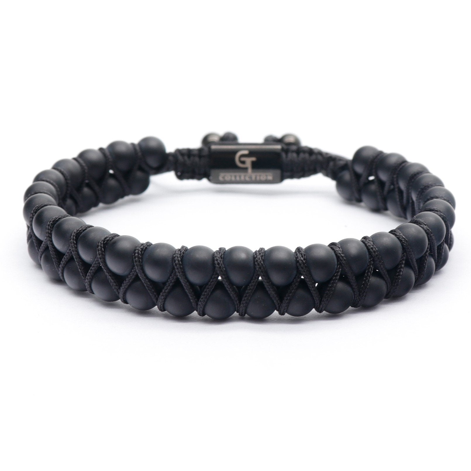 Men's BLACK ONYX Double Bead Bracelet