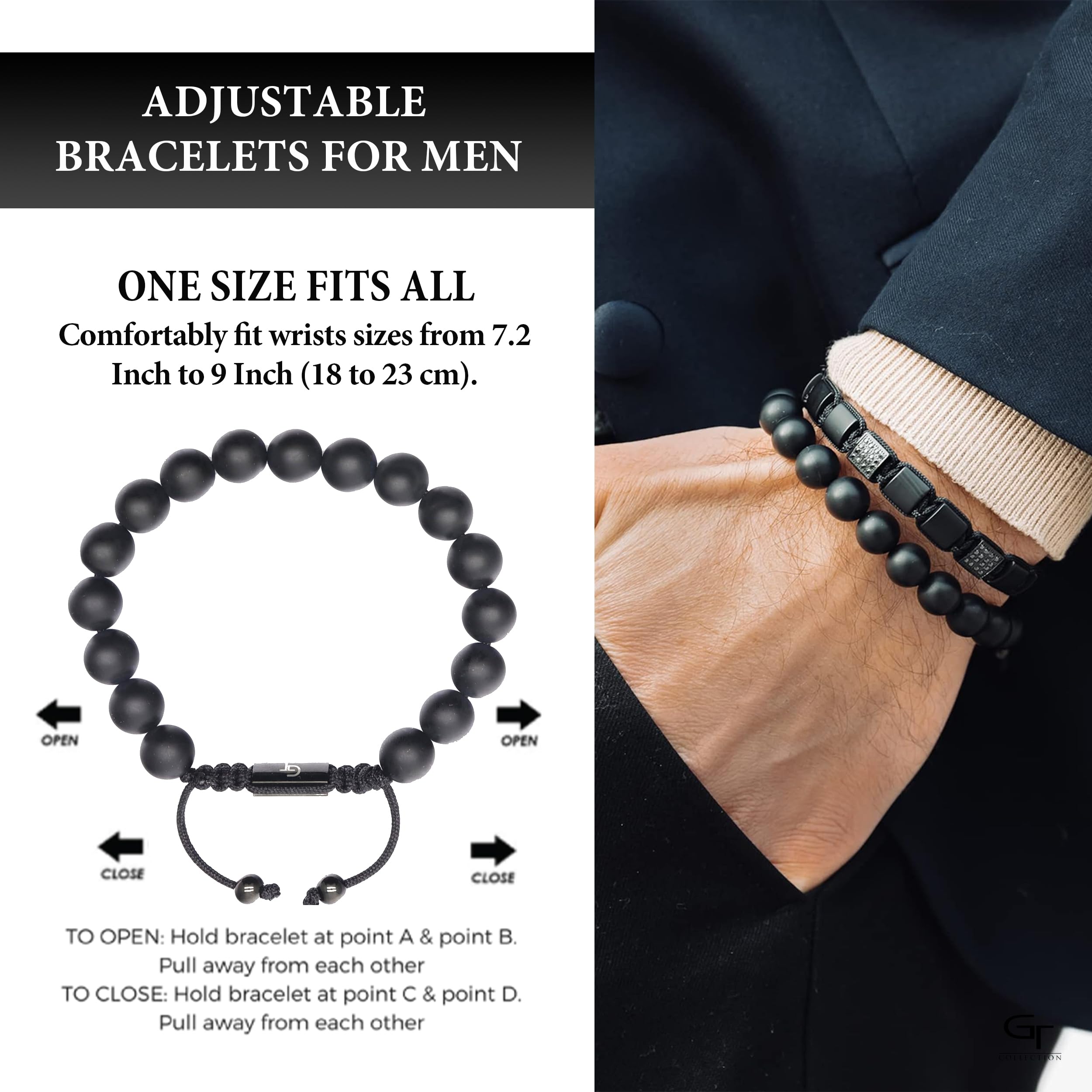 Men's BLACK ONYX Beaded Bracelet
